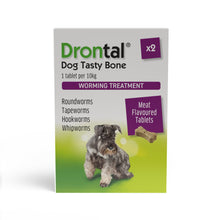 Load image into Gallery viewer, Drontal Tasty Bone Wormer Tablets for Small &amp; Medium Dogs - 2 to 20kg All Pack Sizes
