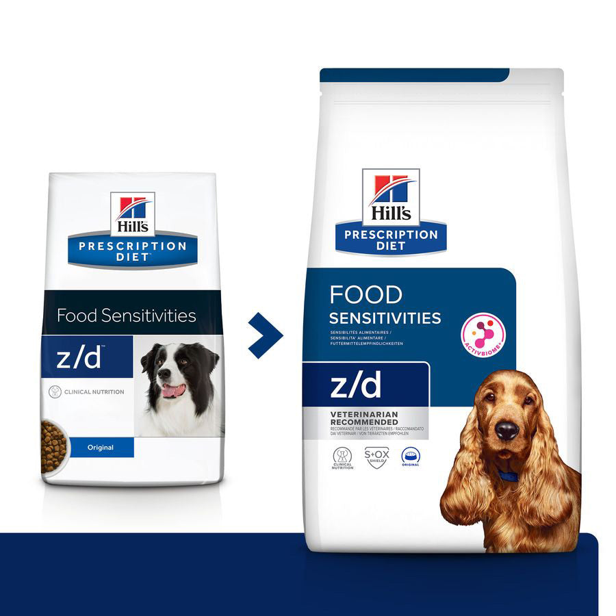 Hill s Prescription Diet z d Food Sensitivities Dry Dog Food 10kg Bag Direct4Pet Free Delivery