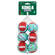 Load image into Gallery viewer, KONG Holiday SqueakAir Tennis Balls 6 Pack Medium
