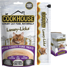 Load image into Gallery viewer, COOKHOUSE Luxury Licks Lickable Cat &amp; Kitten Treats Tasty, creamy, lickable treats in handy single-serve sachets
