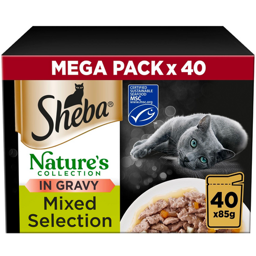 Sheba Natures Collection Cat Pouch Poultry or Mixed 40 Packs of 85g
