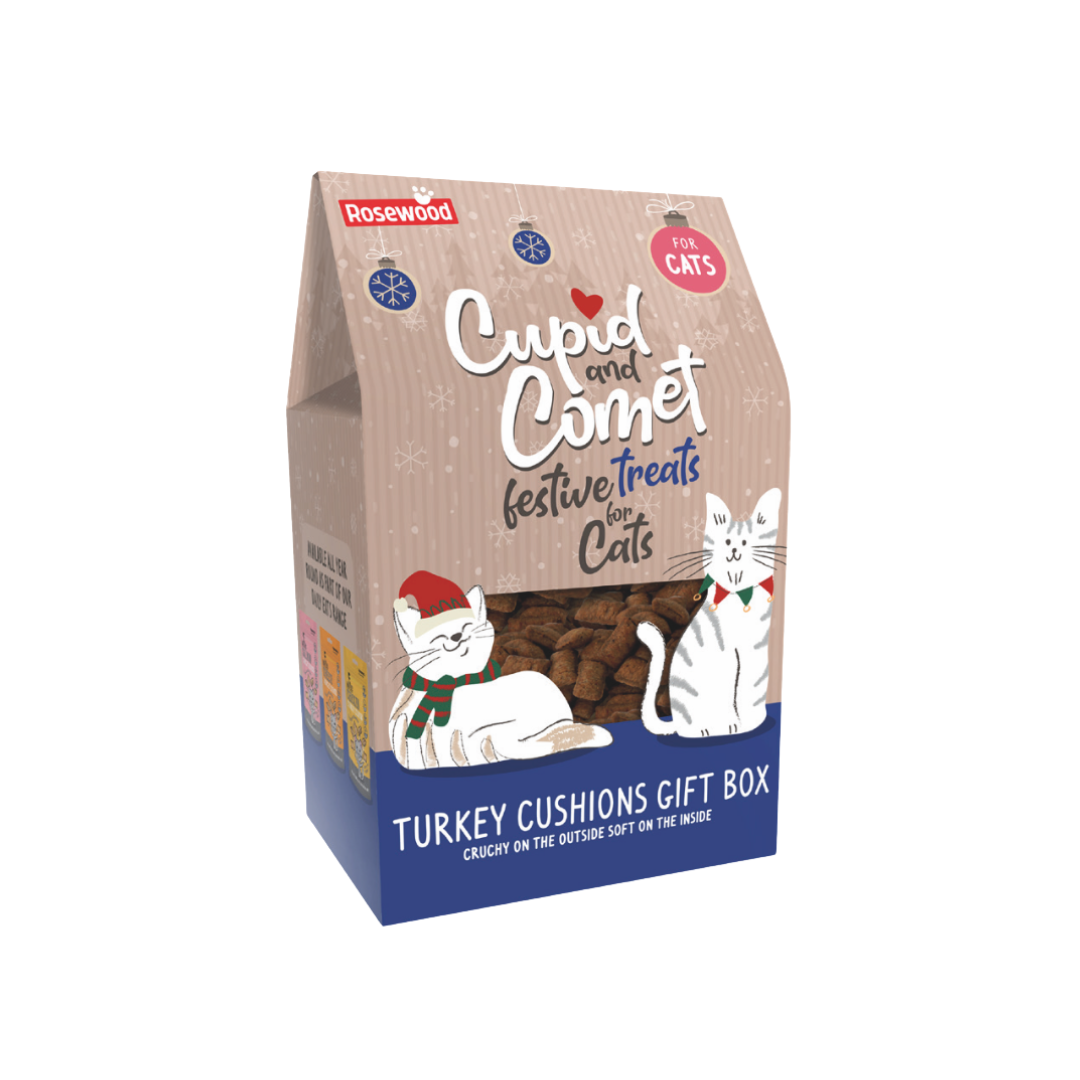 Rosewood Cupid & Comet Turkey Cat Cushions Gift Box 180g