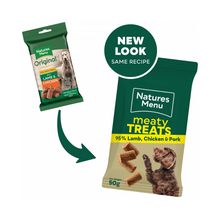 Load image into Gallery viewer, Natures Menu Real Meat Dog Treats 12X50g
