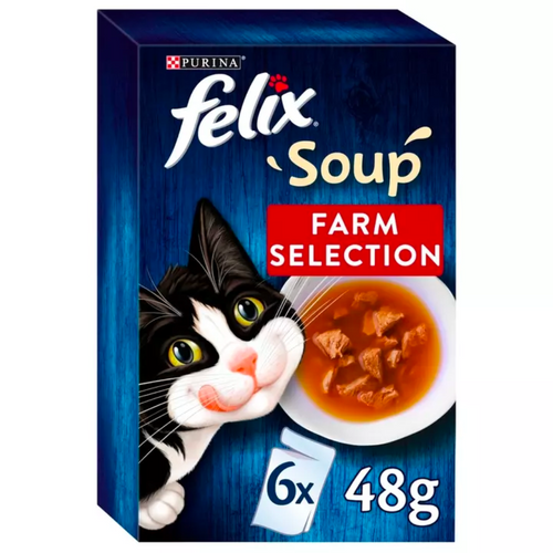 Felix Cat Soup Farm or Fish Selection 6 pack, 48g