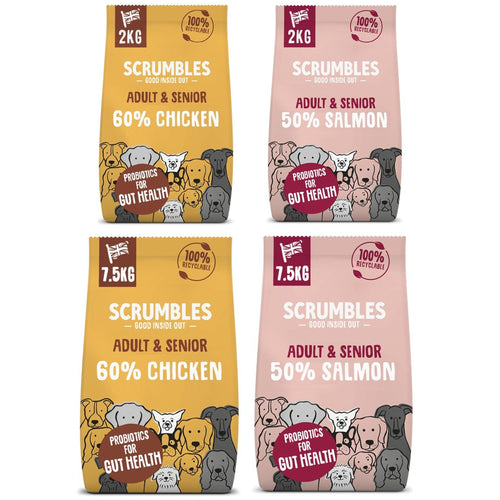 Scrumbles Dry Dog Food Adult & Senior Chicken/Salmon 2kg/7.5kg	