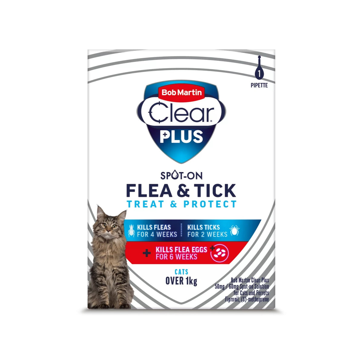 Bob Martin Clear Plus 50mg/60mg Spot-On Solution for Cats & Ferrets ...