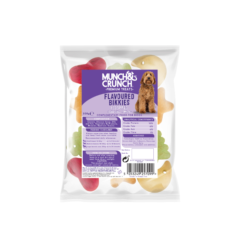 Munch & Crunch Premium Dog Treats Assorted Flavoured Bikkies 300g