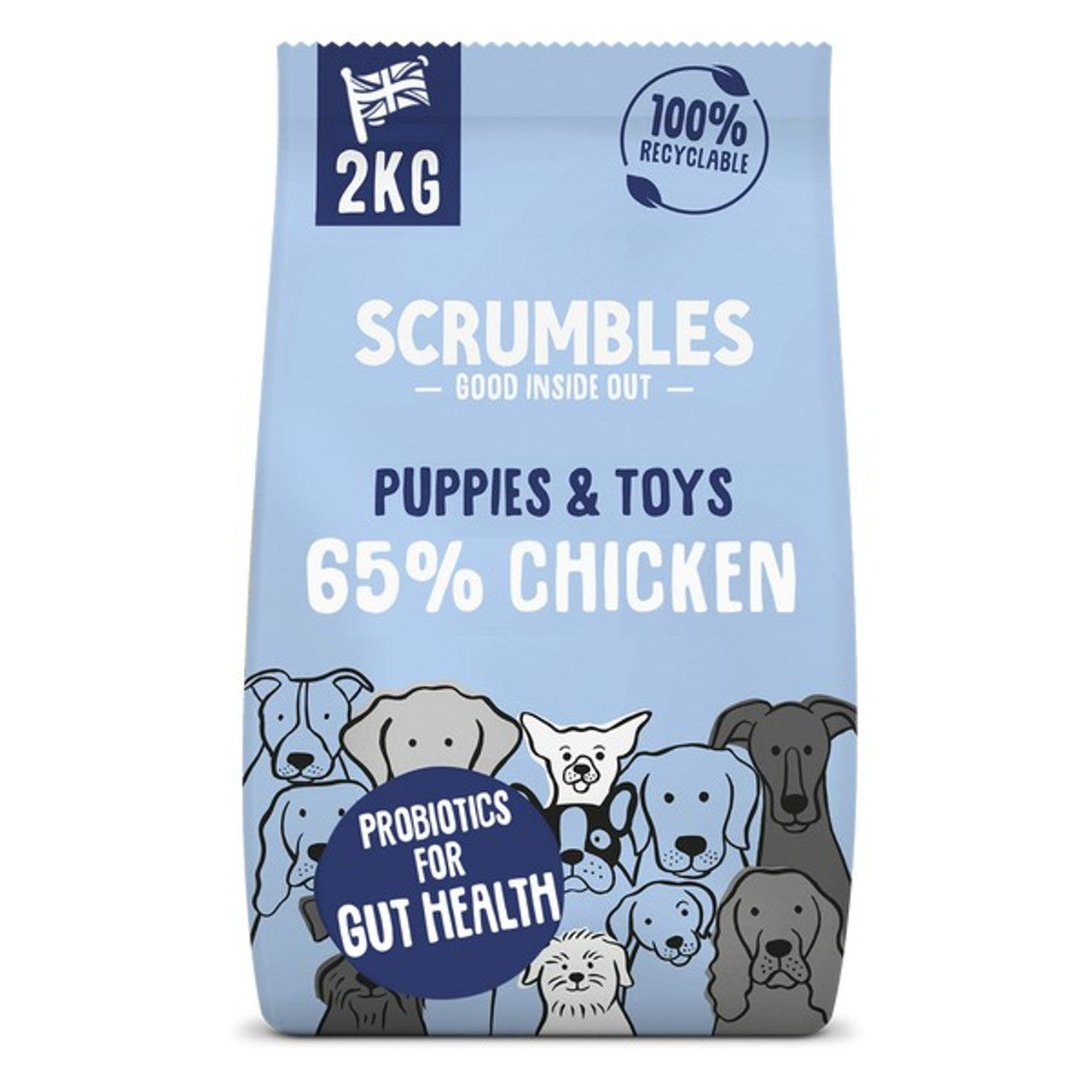 Scrumbles Dry Dog Food Puppy & Toy Breed Chicken 2kg/7.5kg	