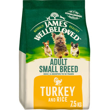 Load image into Gallery viewer, James Wellbeloved Turkey &amp; Rice Adult Small Breed Dog Food 7.5kg
