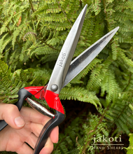 Load image into Gallery viewer, JAKOTI Hand Shears (L30cm) with Handmade Leather Holster. Sheep Shears for Dagging, Shearing &amp; Trimming. 15cm Steel Blades. 
