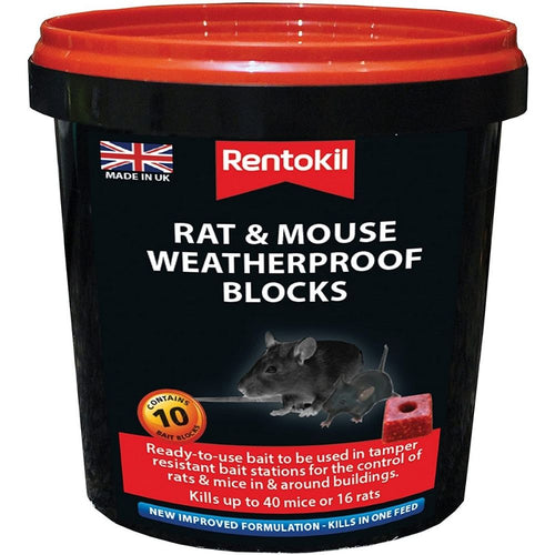 Rentokil PSMR42 Rat and Mouse Weatherproof Blocks Black