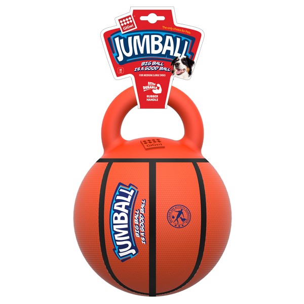 GiGwi Rubber Jumball Basketball With Handle Dog Toy