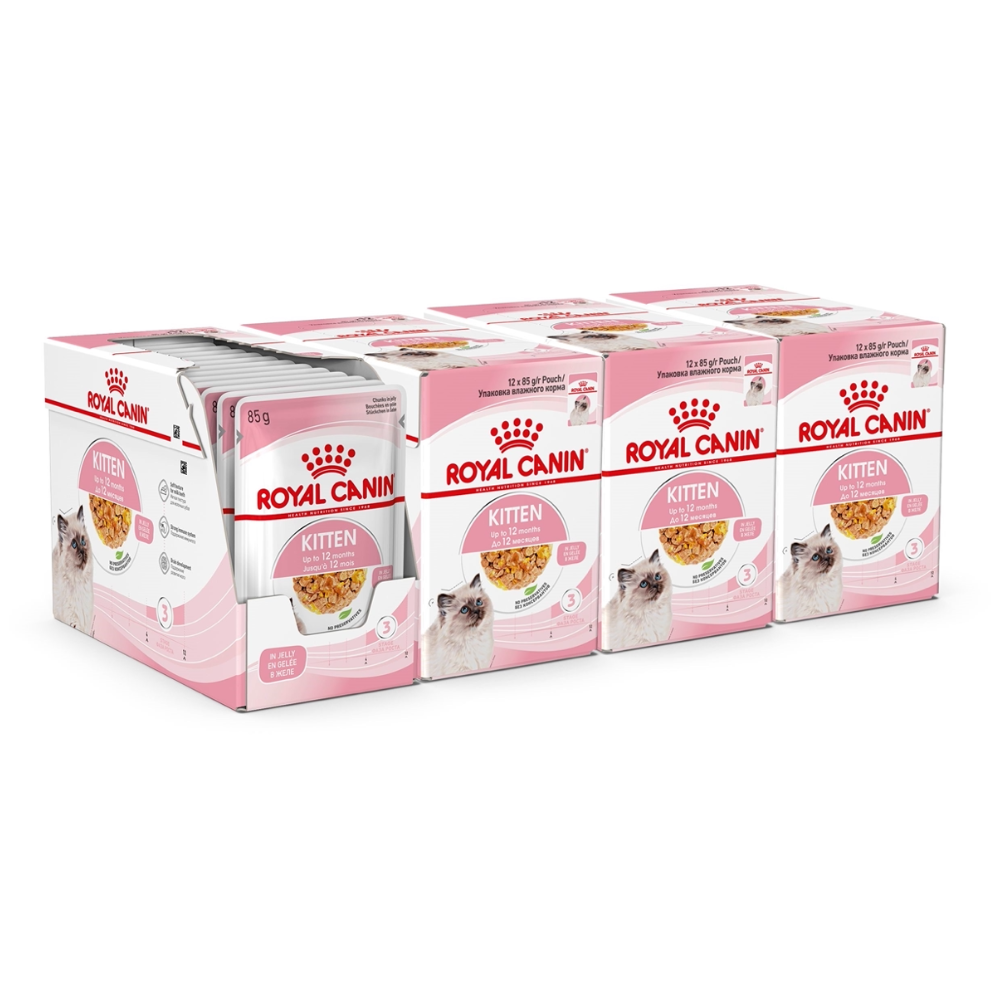 Royal Canin Wet Cat Food Kitten Pouch In Jelly 48 x 85g