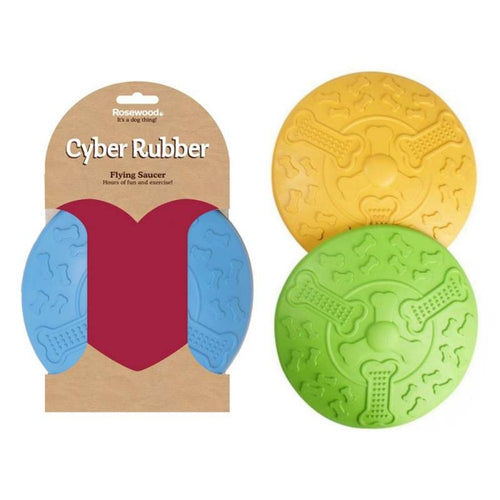 Rosewood Dog Frisbee Cyber Rubber Flying Saucer Floating Throw Fetch Toy - Large