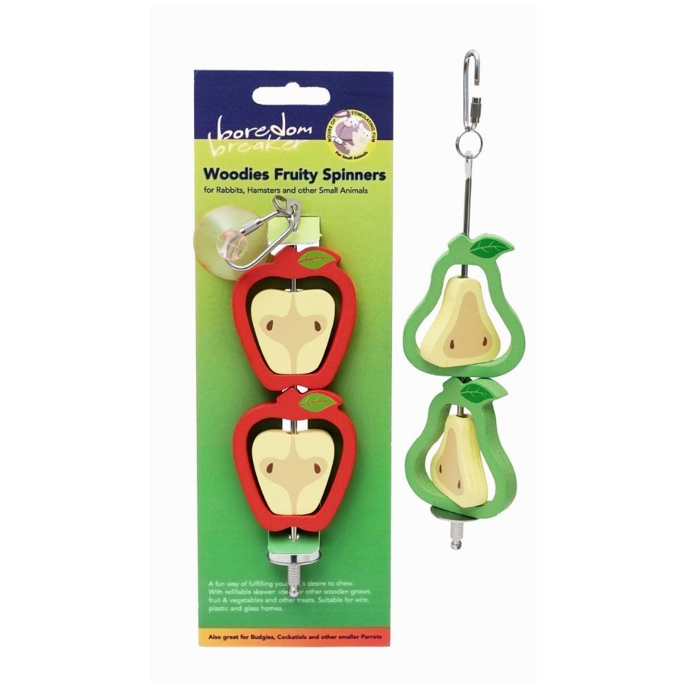 Woodies Fruity Spinners Wooden Chew Treat Toy Rabbit Hamster Bird