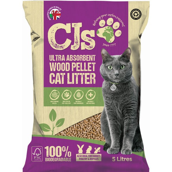 CJs Ultra Absorbent Wood Based Pellet Cat Litter