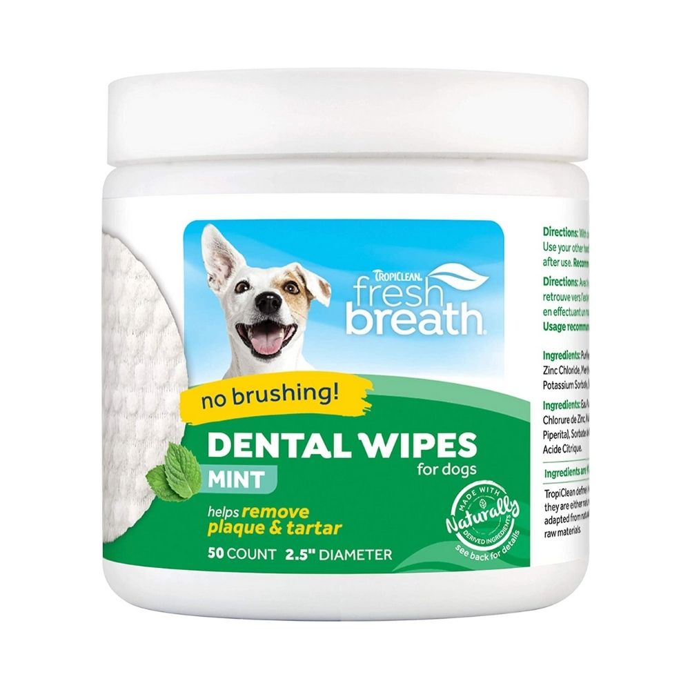 TropiClean Fresh Breath Dental & Oral Care Wipes 50 Pack 220g