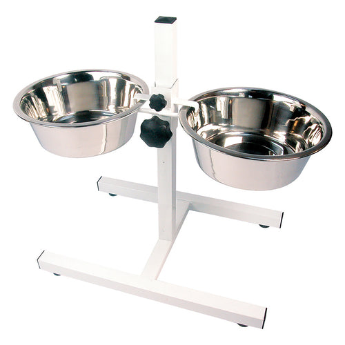 Rosewood Adjustable Height Double Dog Bowl Diner - Medium