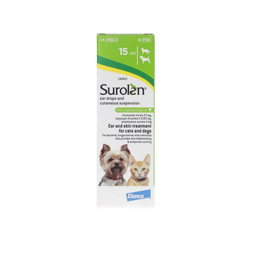 Surolan Ear Drops Cutaneous Suspension For Cats and Dogs