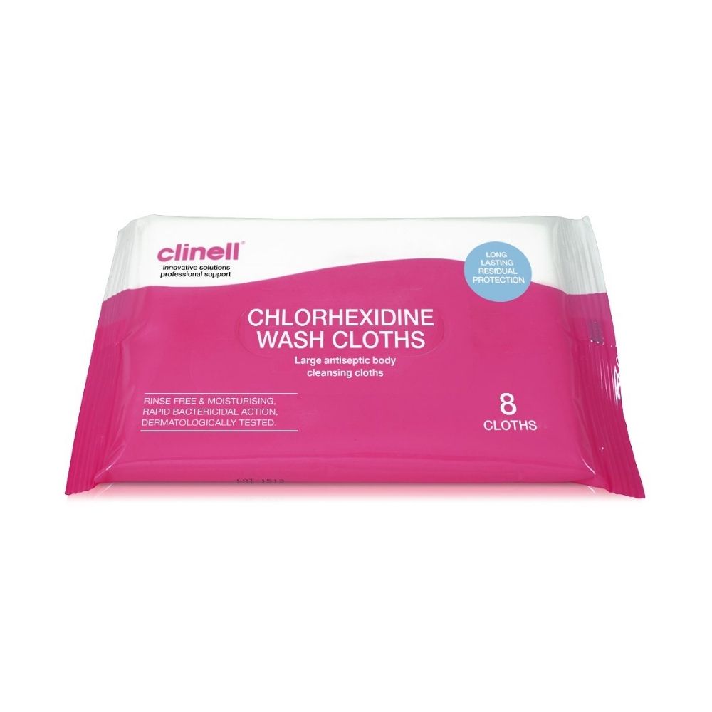 Clinell Chlorhexidine 8 Wash Cloths