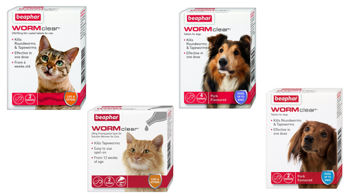 Beaphar Wormclear Worming Tablets & Spot On Treatment for Cats & Dogs
