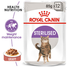 Load image into Gallery viewer, Royal Canin Sterilised Adult In Gravy Wet Cat Food For Cats 12 x 85g
