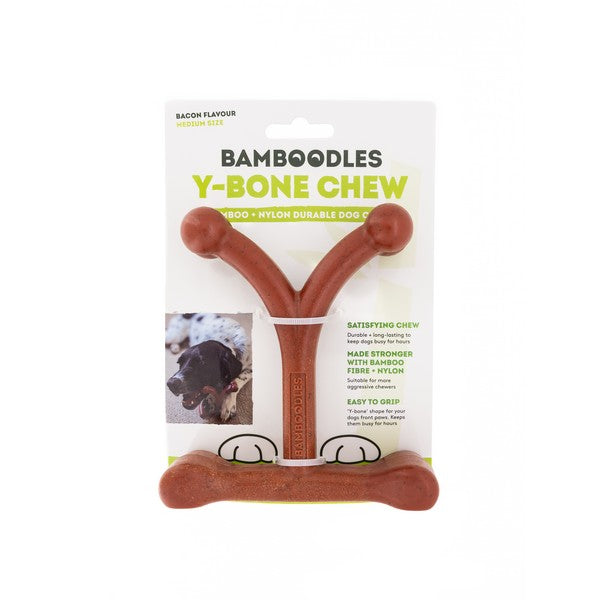 Bamboodles Y Bone Bacon Flavour Chew Toy For Dogs