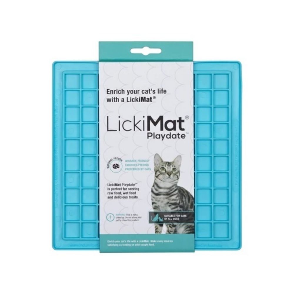 LickiMat Cat Playdate Turquoise Interactive Food Feeding Mat