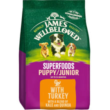 Load image into Gallery viewer, James Wellbeloved Turkey, Kale &amp; Quinoa Puppy/Junior Dog Superfood 1.5kg
