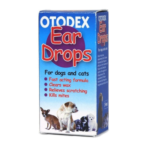 Otodex Ear Drops for Dog Cat Ear Cleanser Cleaner Kills Mites Clears Wax 14ml