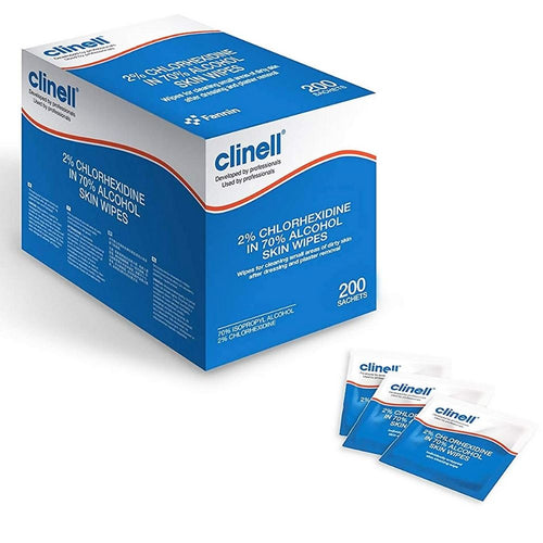 Clinell 2% Chlorhexidine 70% Alcohol Skin Wipes 200 Pack