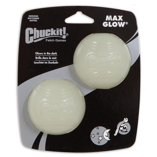 Chuckit! Max Glow Dog Fetch Toy Balls Medium 2 Pack