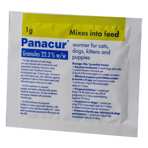 Panacur Wormer Granules 22% 1.0g Cat/Dog 3 Sachets