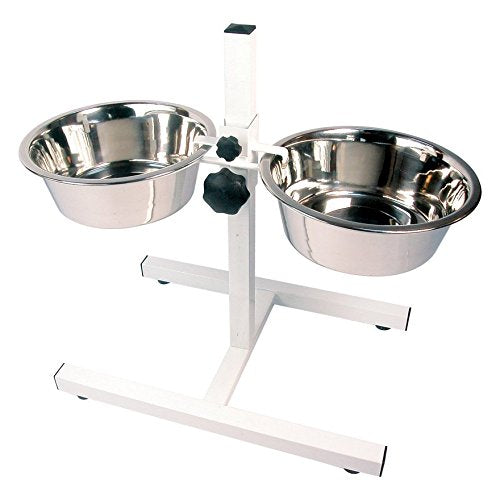 Rosewood Adjustable Height Double Dog Bowl Diner - Large