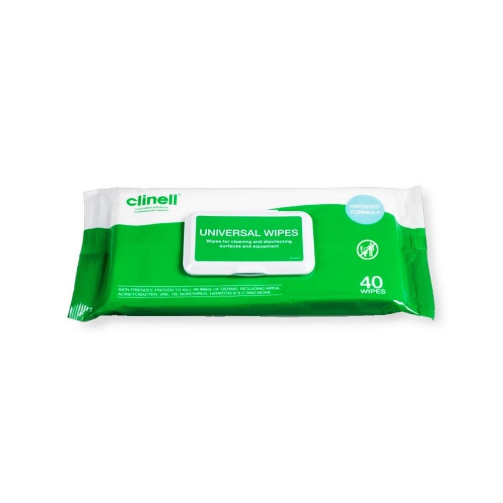 Clinell CW40 Universal Hand Cleaning & Surface Wipes 40 Pack
