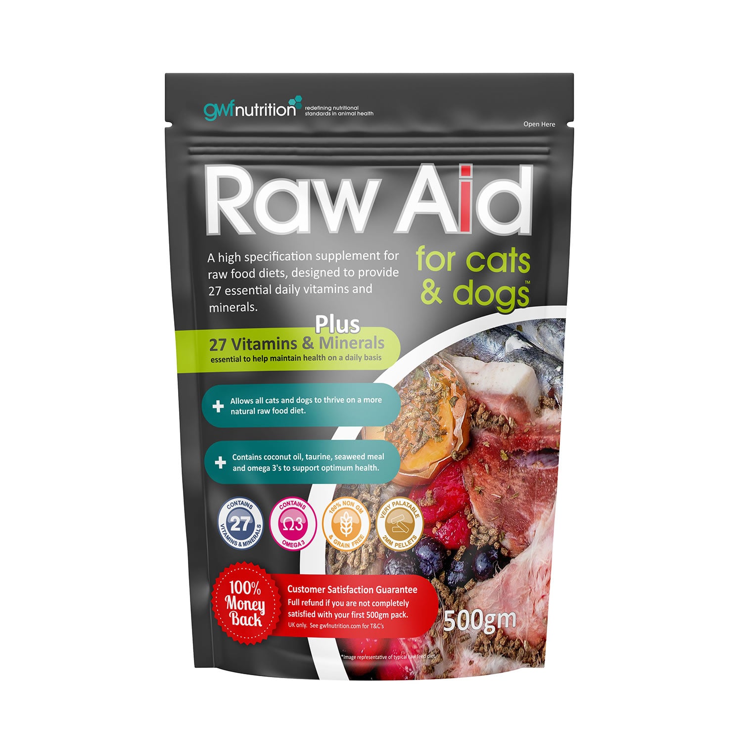 GWF Nutrition Raw Aid Supplement Support For Cats & Dogs 500g