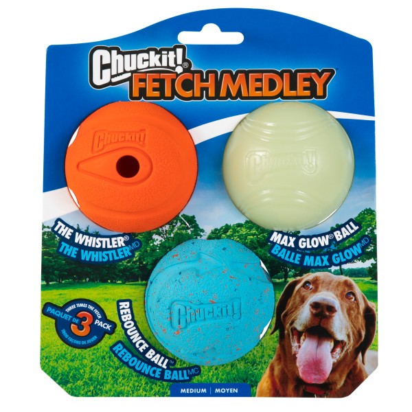 Chuckit! Fetch Medley Dog Toy Ball Assorted Medium (3 Pack)