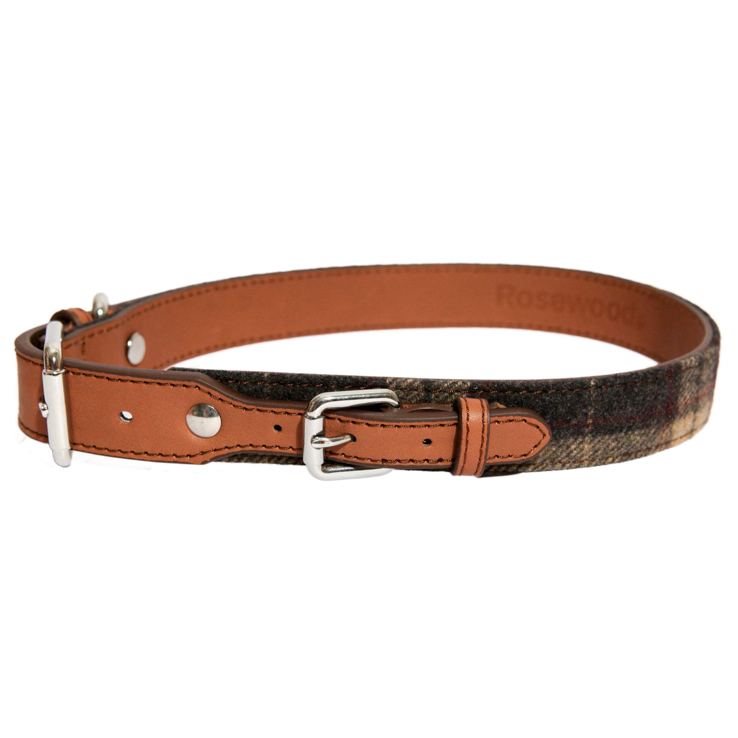 Rosewood Luxury Tweed Check Leather Dog Collar OR Lead - All Sizes