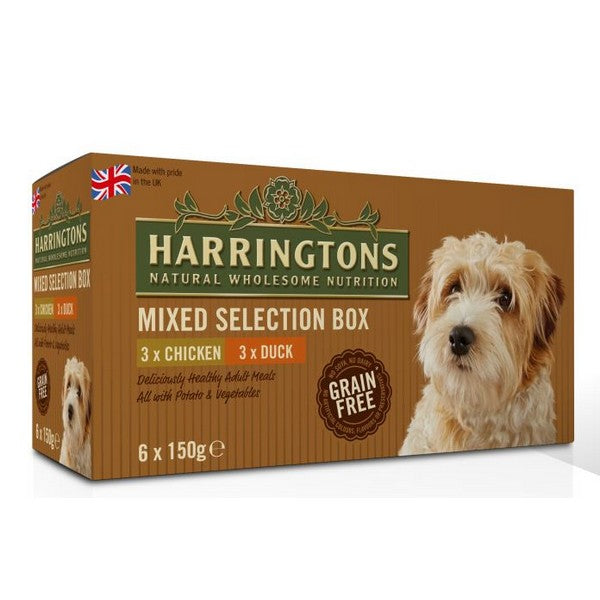 Harringtons Complete Grain Free Wet Mixed Box Dog Food Pouches 6 x 150g
