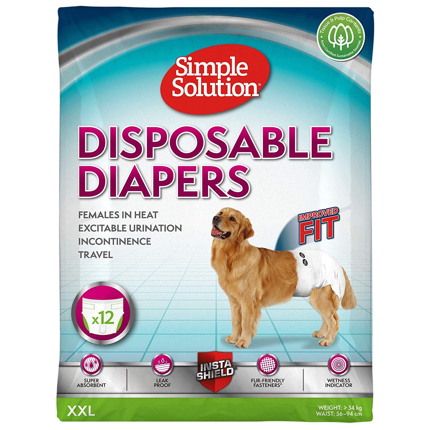 Simple Solution Disposable Dog Diapers - All Sizes