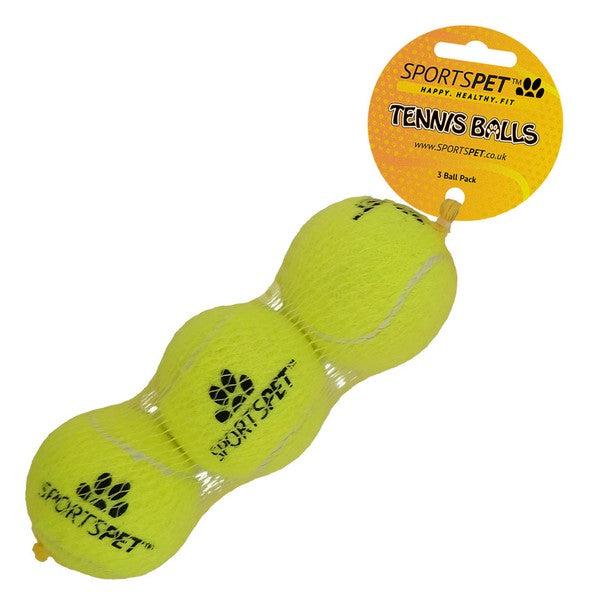 Sportspet Tennis Ball Dog Toy Medium Yellow 3 Pack