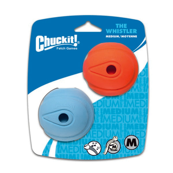 Chuckit The Whistler Medium Dog Fetch Toy Ball 2 Pack