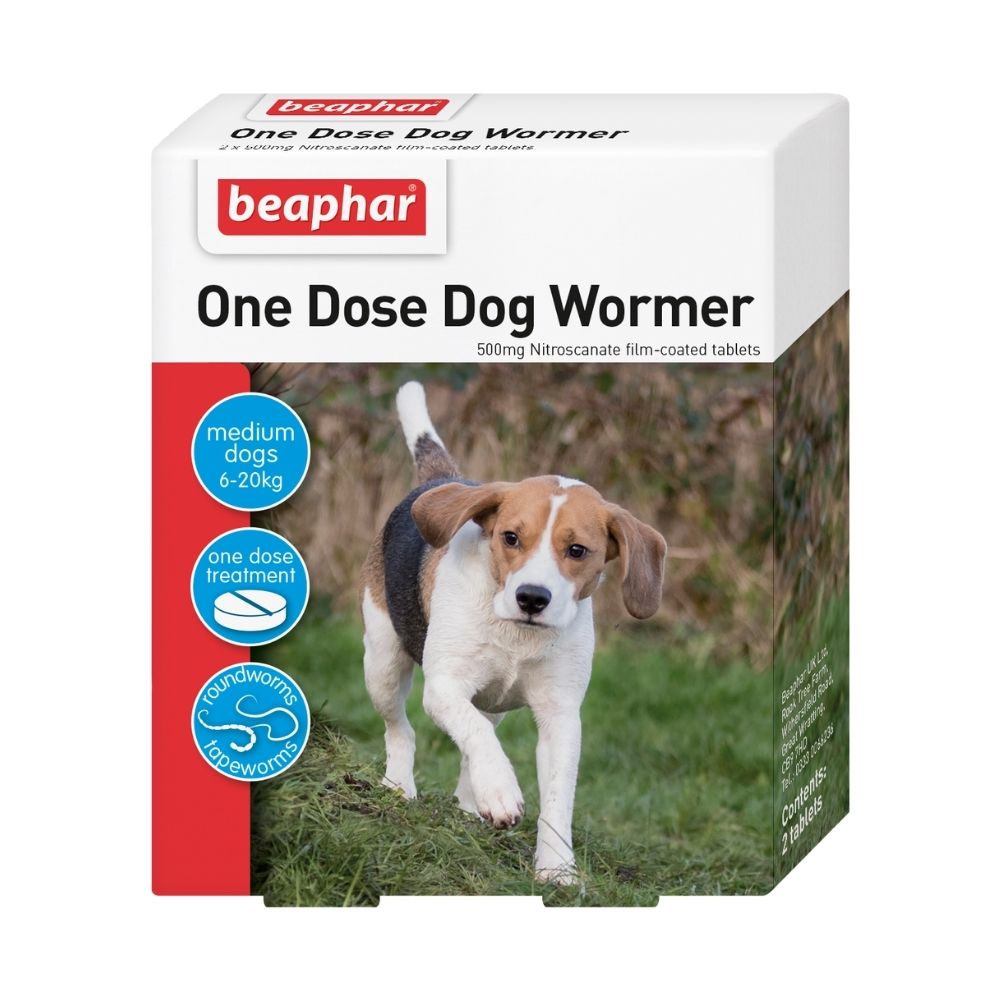 Beaphar One Dose Dog Wormer - 6-20kg 2 Tablets