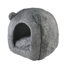 Load image into Gallery viewer, Rosewood Grey Teddy Bear Hooded Cat Bed 38cm
