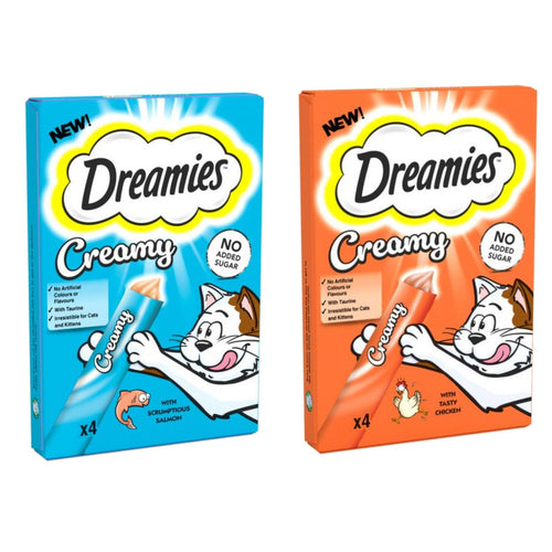 Dreamies Creamy Cat Treat 40g x11 Salmon or Chicken