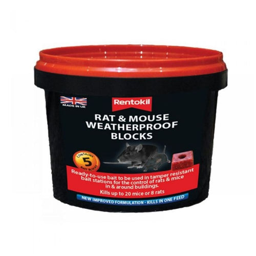 Rentokil Pest Control Mouse & Rat Weatherproof Blocks - Tub of 5