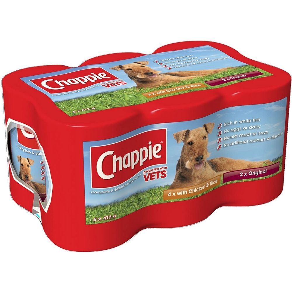 CHAPPIE Wet Dog Food Pet Food Supplies Tinned Cans Favourites 6 x 412g