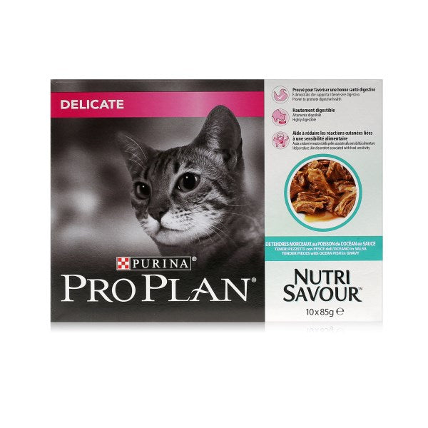 Purina Pro Plan Nutrisavour Delicate Adult Ocean Fish in Gravy - 10 x 85g Pouches